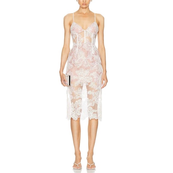 Fleur du Mal Dresses & Skirts - Fleur Du Mal floral-embroidered sequinned midi dress NEW